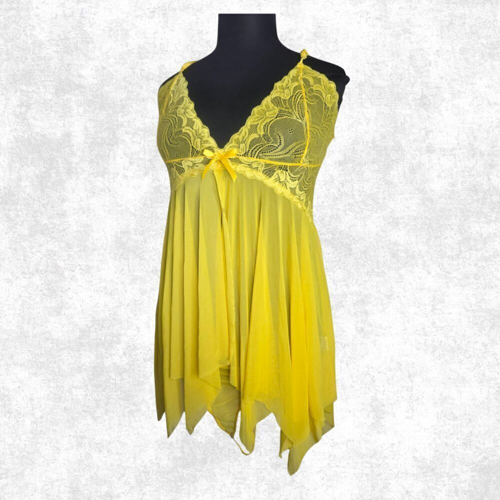 Avidlove Yellow Lace Babydoll Lingerie – 4X / XXXXL - Picture 2 of 5